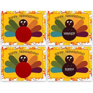 Min ridse offs - 26 Pack Thanksgiving Turkey Friendsgiving Scratch Off -kort til familiespil Tak kort Kort Small Business Party Games & Door Priz