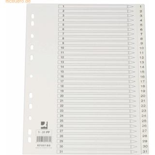 Q-connect register i A4 1-31 i plast i farven hvid