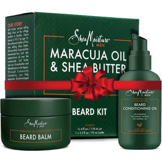 Sheamoisture Beard Oil & Beard Balm - Beard Kit til mænd m/Maracuja & Fair Trade Organic Shea Butter Dry Beard Oil Blødgøringsmiddel & balsam (2