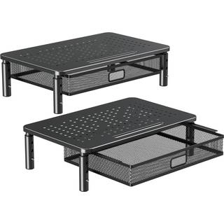 Elived 2 Pack Monitor Stand Riser med skuffe 3 H?jde justerbar med st?rre opbevaringsplads til hjemme- og kontorartikler Metal Desktop Stand til