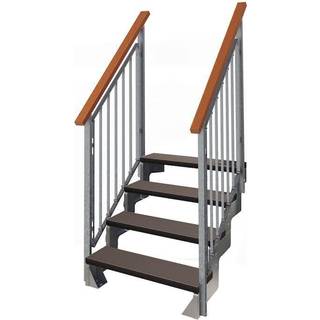 DOLLE Gardentop terrassetrappe med Trimax, inkl. 2 sider gelænder, mørkebrun - 5 trin