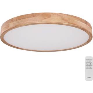 Rainer LED-loftlampe, Ø 60 cm, træ-effekt, metal, CCT