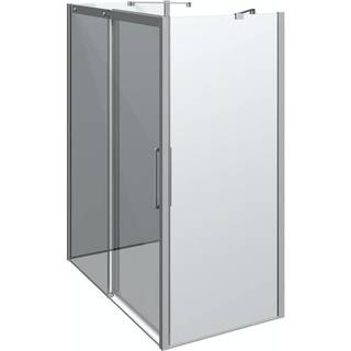 Dansani Classic skydedør med 2 sidevægge, vendbar, 160x90 cm Krom/klart glas