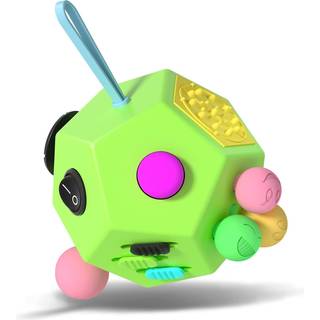 Fidget dodecagon -12 -side fidget leget?j Cube lindrer stress og angst Anti depression terning for b?rn og voksne (B1 Green)