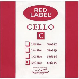 Superfølsom rødt etiket cello C streng 3/4 medium