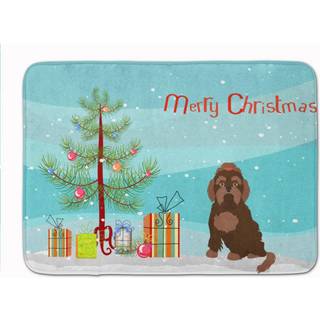 """" Caroline's Treasures Brown Russian Tsvetnaya Bolonka Lap Dog Christmas Tree Machine Washing Memory Foam Mat Doormats Multicolor """"