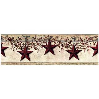 York Wallcoverings HK4664BD Best Of Country Hanging Star Off White Water Activated Border