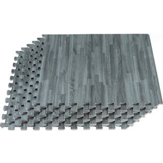 Skovgulv 3/8 tommer tyk trykt skumfliser Premium Wood Grain Interlocking Foum Floor Mats Anti-Fatigue Flooring 24 i x 24 i skifer