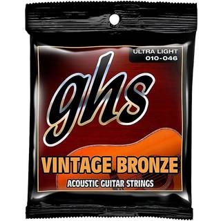 GHS Strings VN-ul Vintage Bronze Acoustic Guitar Strings 6 Set Ultra Light (010-046)