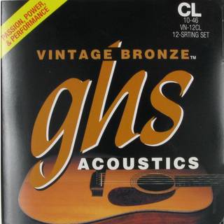 GHS Strings VN-12CL Vintage Bronze Acustic Guitar Strings 12 Set Custom Light (10-46)