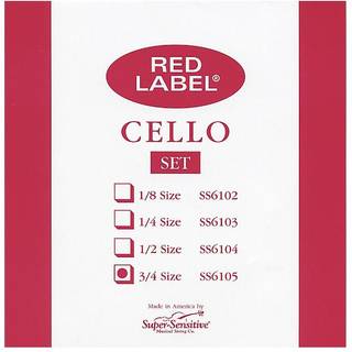 Superfølsom rød etiket 6105 cello streng sæt 3/4 fuldt sæt