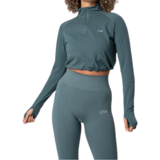 Define Cropped 1/4 Zip Adjustable Jungle Green
