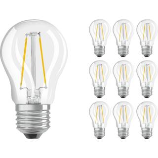 Fordelspakke 10x Ledvance Classic LED E27 Kugle Filament Klar 1.5W 136lm - 827 Ekstra Varm Hvid | Erstatter 15W