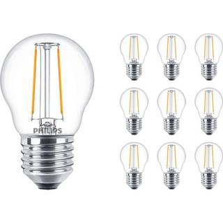 Fordelspakke 10x Philips Corepro LED Lustre E27 Kugle filament klar 2W 250lm - 827 ekstra varm hvid | erstatter 25W
