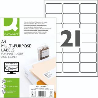 Q-connect multietiketter A4 38,1x63,5mm hvid