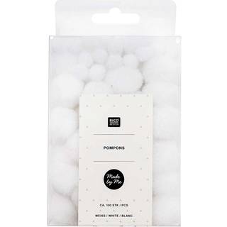 Pompons 8mm 20mm ca. 100 Stück - Weiß