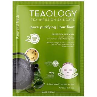 Teaology Face Mask Green Tea AHA Opfriskende og rensende sheetmaske til ansigt og hals 21 ml - 21 ml