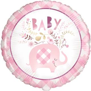 Baby shower folieballon - Pink Floral Elephant