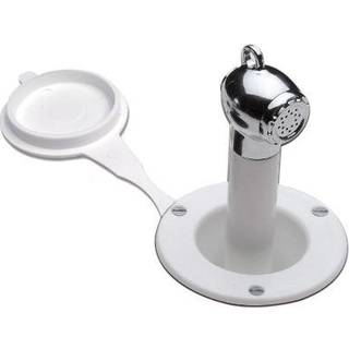 Bruserhoved / bruserhåndtag Barka DR1513, med slange 2 meter, 3/8" G (BSP), plast &amp; messing, hvid &amp; forkromet messing