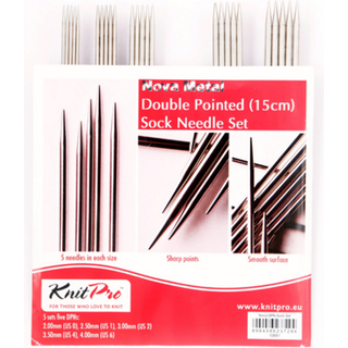 KnitPro - Strømpepinde sæt metal - 15 cm.  (No. 10651)