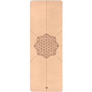 Bodhi Yogamåtte af Naturgummi og Kork - Flower of Life - 185 x 66 x 4 mm.