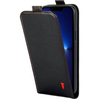iPhone 13 Leather Flip Case (MagSafe Charging) - Black with Red Detail