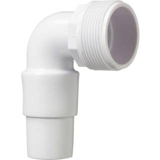 Buet slangestuds i hvid plast, 1 1/2", til slanger med Ø32/Ø38