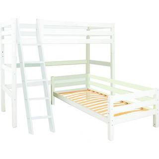 Hoppekids ECO Luxury - Køjeseng - 90x200 cm. - Vinkelkombi - Skrå Stige - Fleksibel Indlægsbund - Hvid