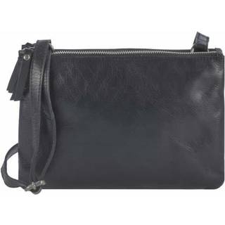 Schultertasche Leder 25x16cm mit 2 Fächern "Soft Washed" schwarz | Greenburry