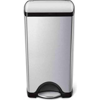 Rektangulær pedalspand, 30 L, rustfrit stål, Brushed - simplehuman