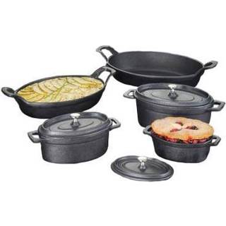 American Metalcraft CIPOV9567 st?bejern oval gryderet pande med h?ndtag 12 """" L x 6,75 """" W sort