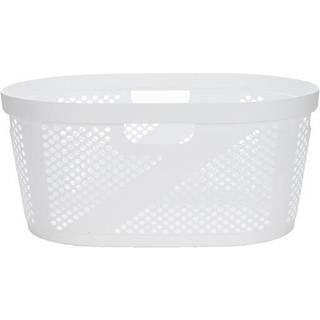 Mindlæser 40L Vaskeri Kurv Tøj Hamper Ventileret plast 23 """" L X 14.5 """" W X 10.5 """" H Sæt på 2 hvide