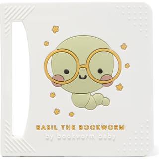 BASIL BOOKWORM Baby Teether - Premium BPA gratis silikon tandleksak | Perfekt för babyduschar | Unik bokformad design | Frys & diskmaskin Safe (å
