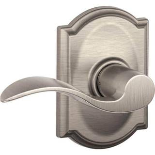 Schlage F10 ACC 619 Cam Accent Door Lever med Camelot Trim Hall & Closet Passage Lock Satin Nickel