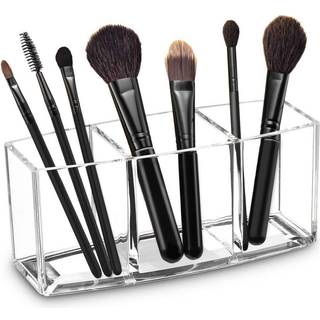 Watpot Acryl Makeup Brush Organizer Holder Ryd kosmetiske b?rster opbevaring med 3 slots