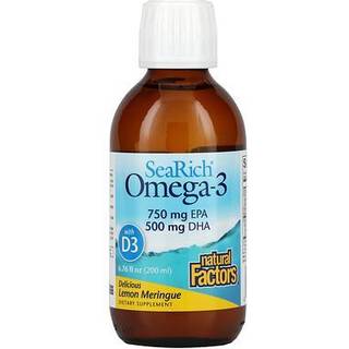 Natural Factors – Omega-3 med D3 750 mg EPA/500 mg DHA, 200 ml, Citron