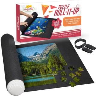 Nessies Playground Puzzle Roll Up Mat - Store og Transport Jigsaw Puzzles Op til 1500 stykker - 46 """" X 26 """" Felt Mat Oppusteligt rør og 3 Elast