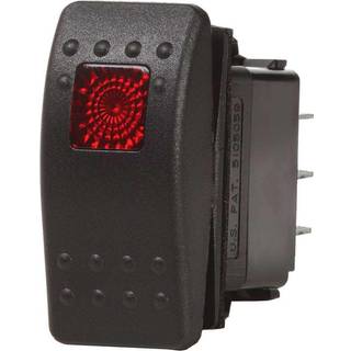 Returfjedrende strømafbryder Blue Sea Systems Contura II Switch DPDT, 2-polet, (På)-Fra-På, 20 A (12 V) / 15 A (24 V), med belysning, sort