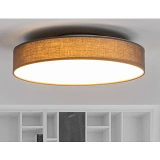 Lindby LED-loftlampe Saira, Ø 40 cm, grå, tekstil