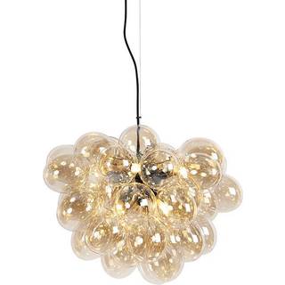 Art Deco Pendellampe sort med ravglas 8-lys - Uvas