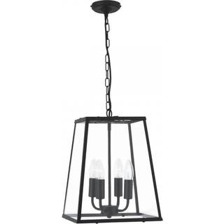 Lantern hængelampe, sort, 4 lyskilder