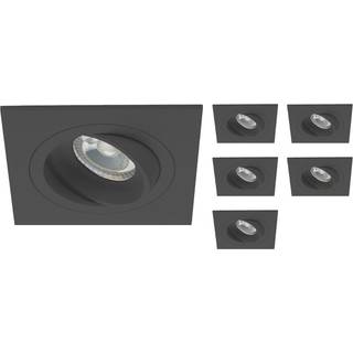 Fordelspakke 6x Noxion Forsænket Spot Boxi MR16 Vipbar sort | Udsnit 80mm - GU10 sokkel