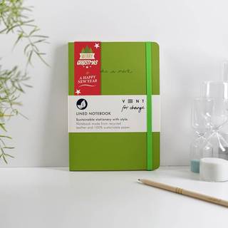NOTESBOG AF RECYCLED LÆDER & BÆREDYGTIGT PAPIR - GRØN - VENT FOR CHANGE - notesbog - VENT FOR CHANGE - StudioBuus