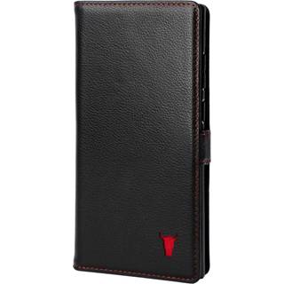 Samsung Galaxy S22 Ultra Leather Wallet Case (with Stand function) - Black with Red Detail