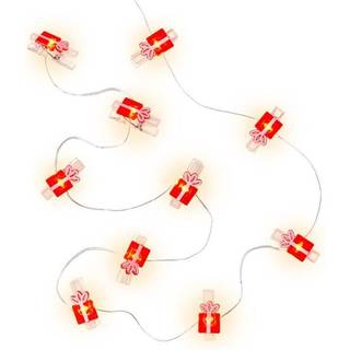 Goobay 10 LED fotoklip lyskæde "Gave" med timerfunktion, varm hvid (3000 K), batteridrevet