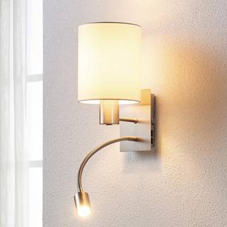 Lindby væglampe Shajan, 29 cm, tekstil, E27, LED-læselampe