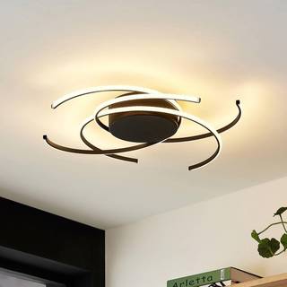 Lindby LED-loftlampe, Hamza, Ø 49 cm, sort, aluminium