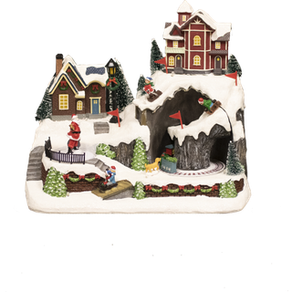 NORDIC WINTER juleby "Mountain Town" med lys og musik - til batteri