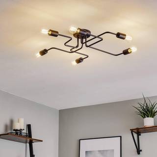 Loftlampe Tube med 6 lyskilder, sort