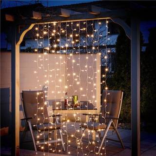 Goobay 300 LED-lysgardin med fjernbetjening, timerfunktion, 8 lysindstillinger, lysdæmper, USB- og batteridrift, varm-hvid (3000 K)